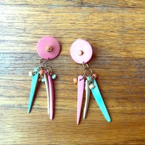Pastel color tribal dropping earrings